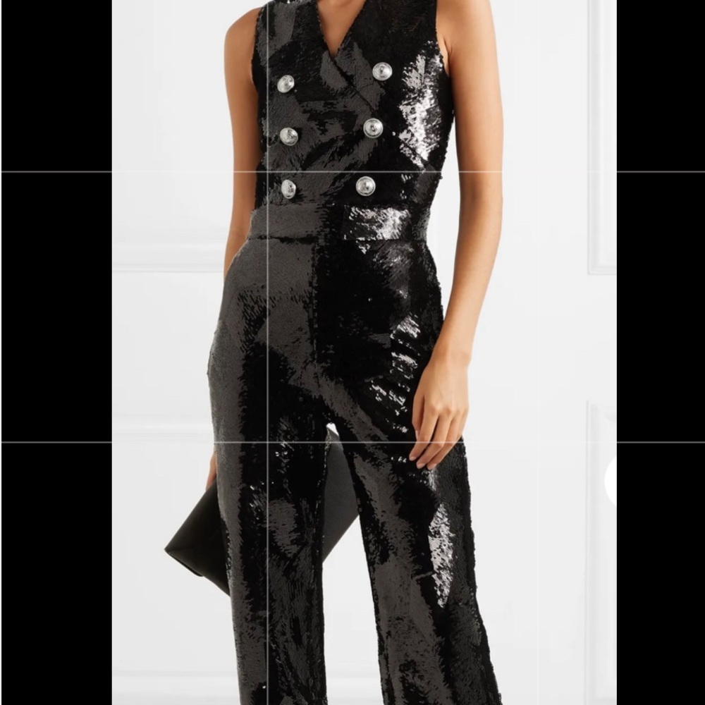 sold out new BALMAIN black sequins jumpsuit sz 10